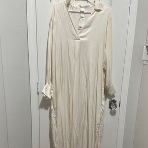 H&M Cream Long Sleeve Dress